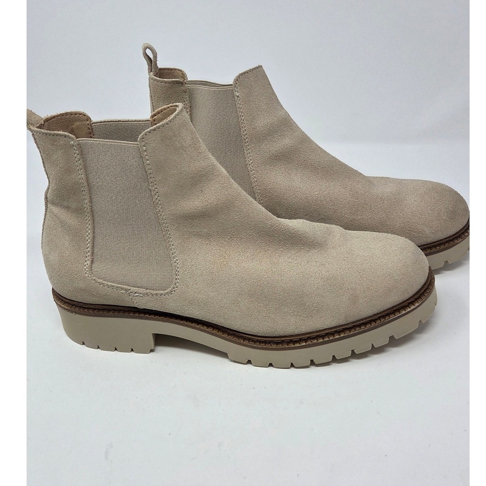 Enzo Tesoti Suede Chelsea Boots Womens EU 41 Cream Beige Lug Sole Made in Spain